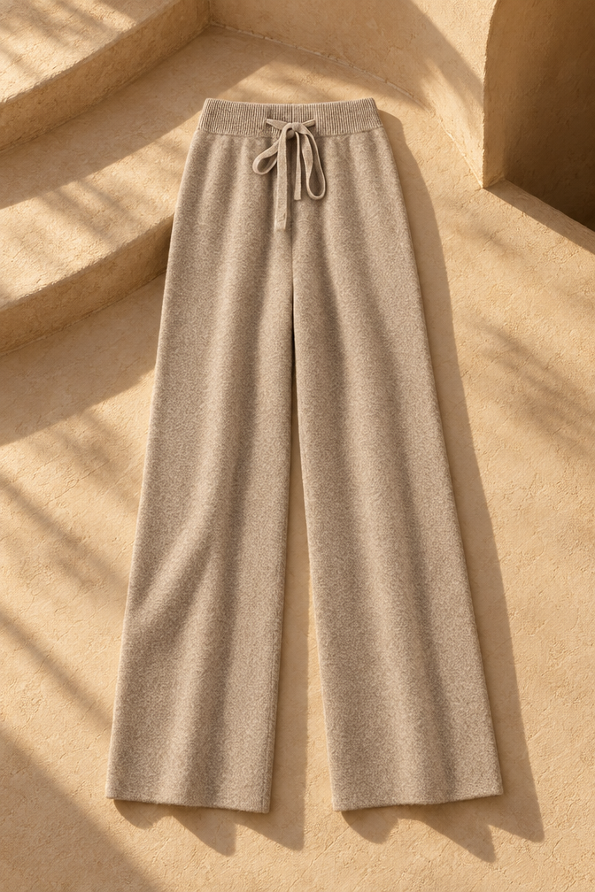 Naira Wool Wide-Leg Pants — Camel