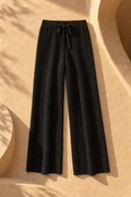 Naira Wool Wide-Leg Pants — Black