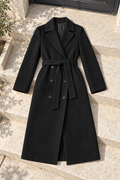 Clara Double-Breasted Belted Coat — Black
