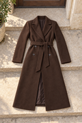 Clara Double-Breasted Belted Coat — Brown