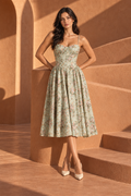 Rose Corset Midi Dress — Green
