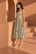 Rose Corset Midi Dress — Green