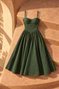 Rose Corset Midi Dress — Green