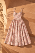 Rose Corset Midi Dress — Pink