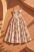Rose Corset Midi Dress — Red