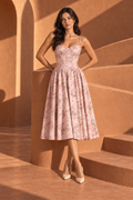 Rose Corset Midi Dress — Pink