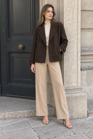 Harper Double-Breasted Coat — Brown