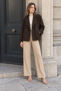 Harper Double-Breasted Coat — Brown