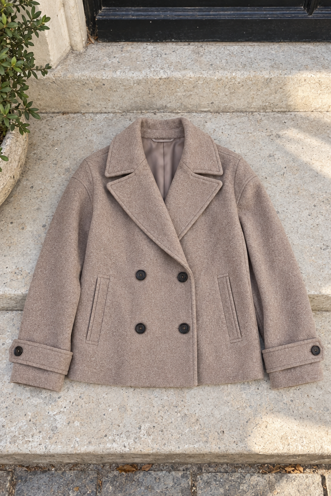 Harper Double-Breasted Coat — Beige