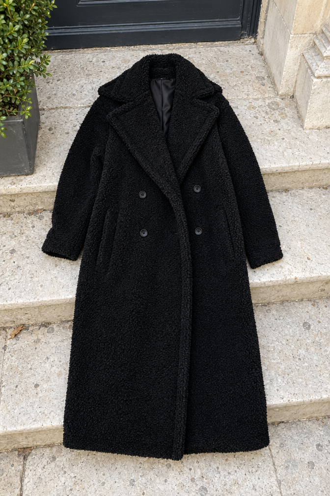 Anne Teddy Coat — Black