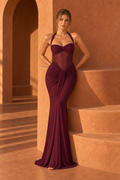 Lizza Mesh Maxi Dress — Burgundy