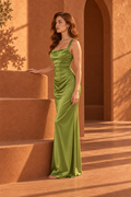 Bella Satin Maxi Dress — Green