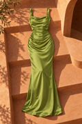 Bella Satin Maxi Dress — Green