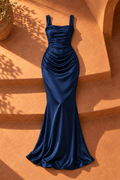 Bella Satin Maxi Dress — Navy