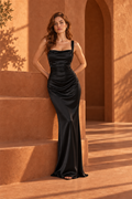 Bella Satin Maxi Dress — Black