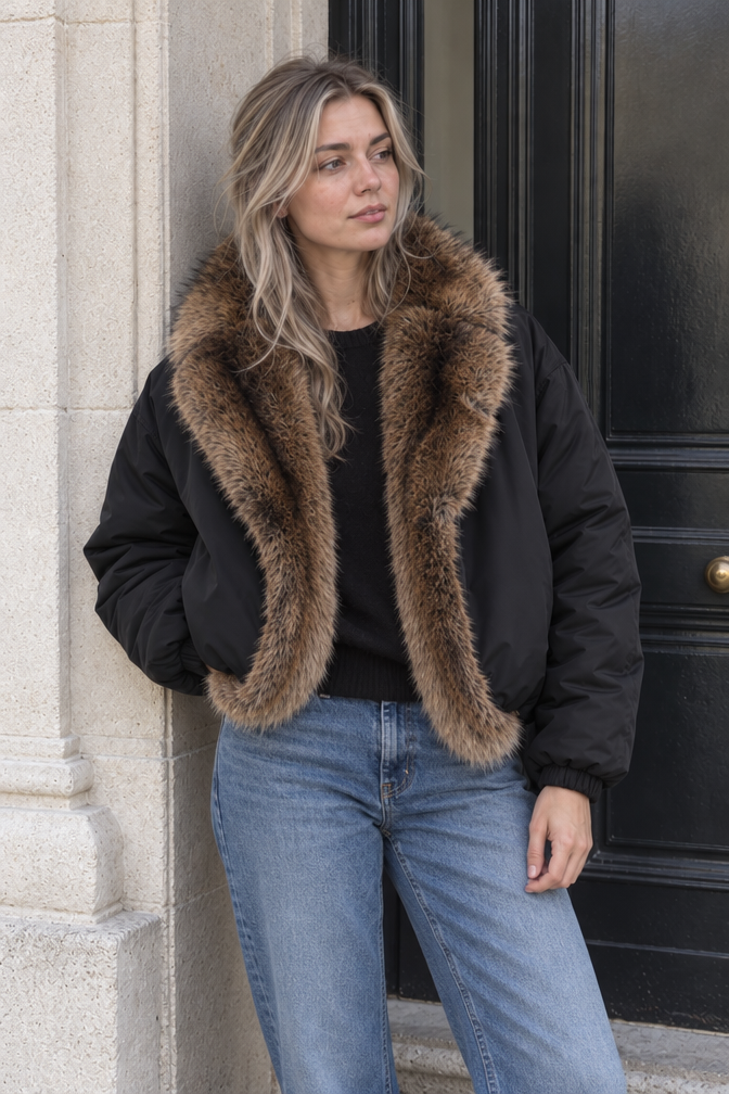 Millie Fur Collar Bomber Jacket