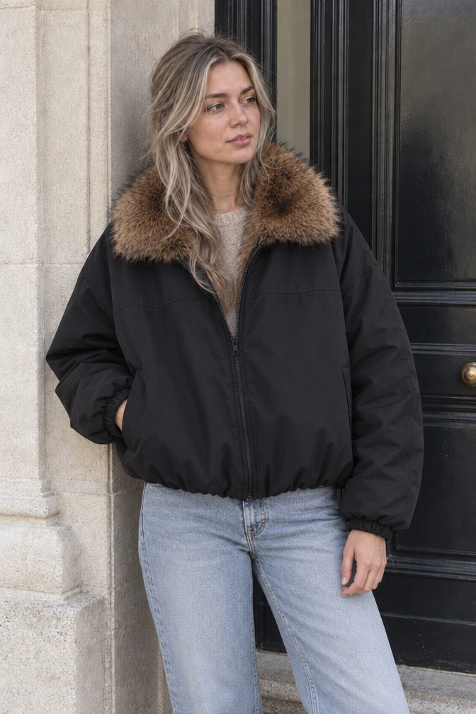 Millie Fur Collar Bomber Jacket
