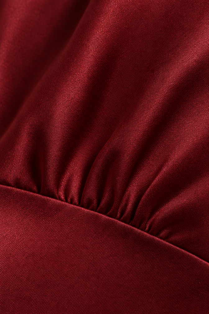 Stephany Halter Satin Maxi Dress — Burgundy
