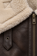 Manon Faux Leather Bomber Jacket — Fourrure beige