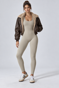Lexy Pilates Jumpsuit — Beige