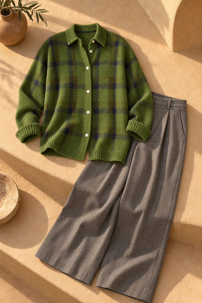 Camilla Check Sweater — Green
