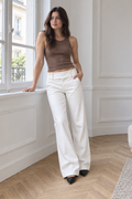 Jade Low Waist Pantalon — Blanc