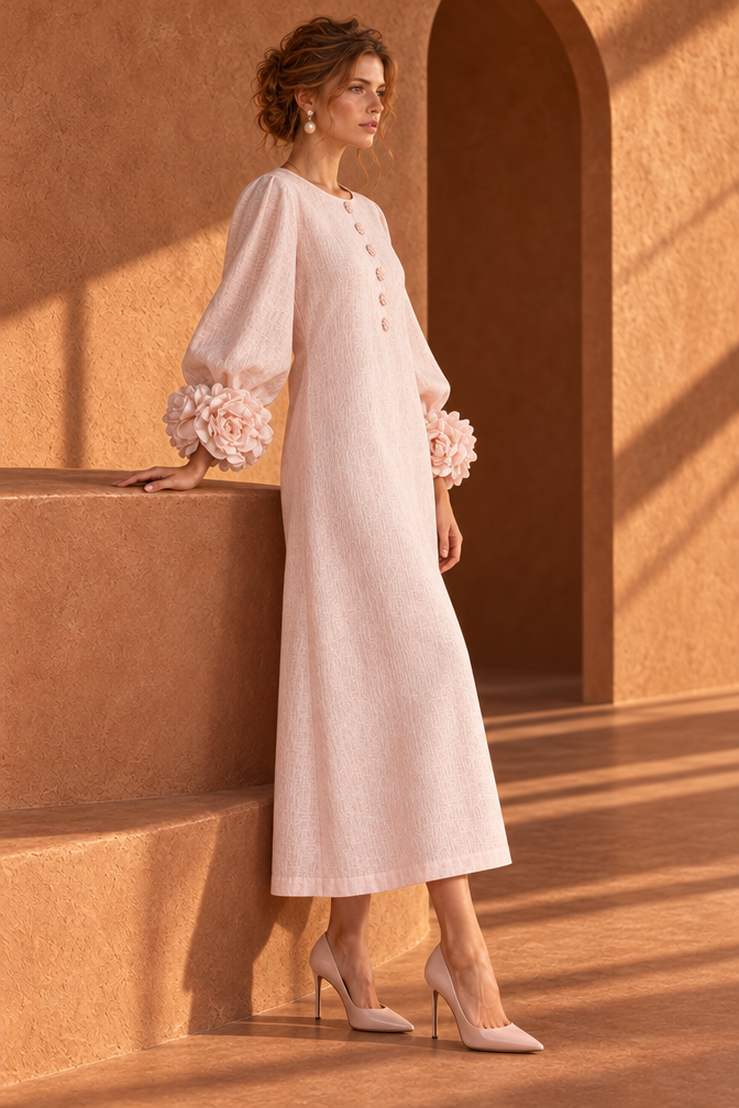 Shay Floral Midi Dress — Pink