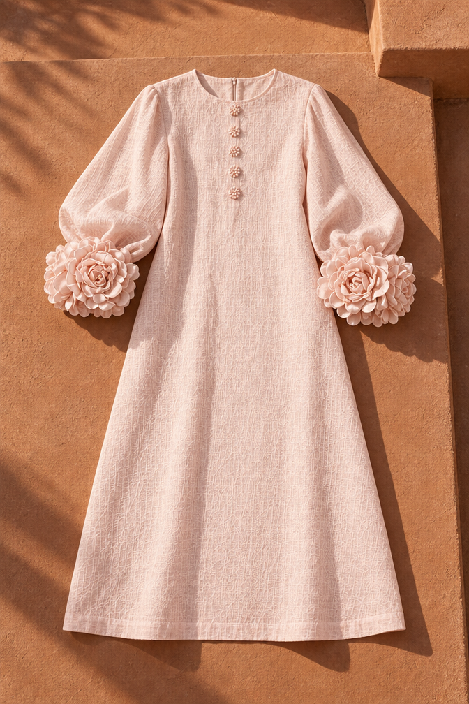 Shay Floral Midi Dress — Pink