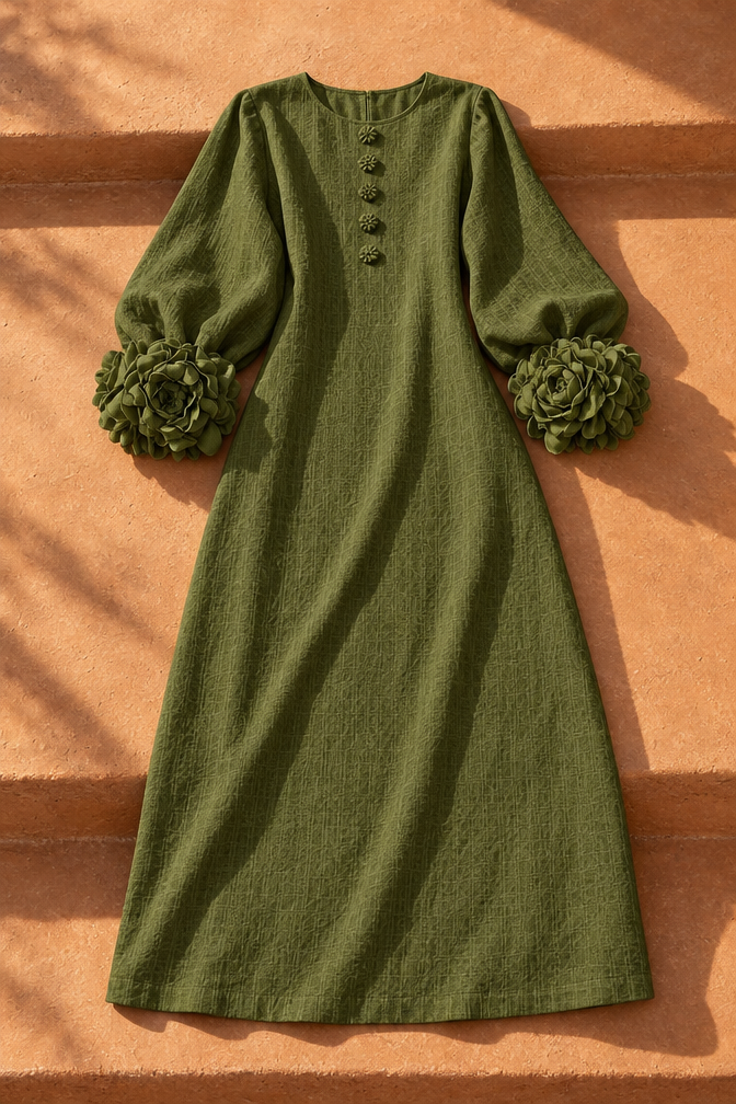 Shay Floral Midi Dress — Green