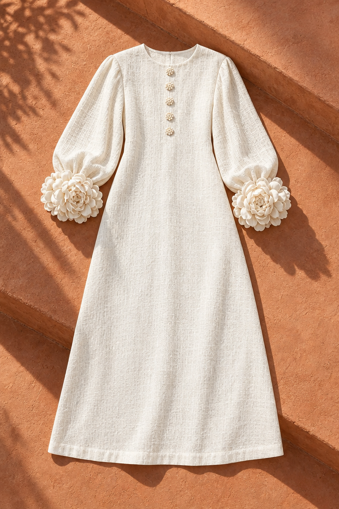 Shay Floral Midi Dress — White