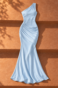 Women's Satin-Look Halter Maxi Dress — Blue