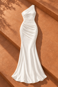 Women's Satin-Look Halter Maxi Dress — White