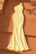 Women's Satin-Look Halter Maxi Dress — Yellow