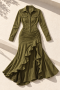 Women's Ruffled Maxi Dress — Green