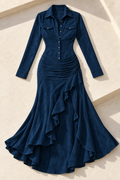 Women's Ruffled Maxi Dress — Blue
