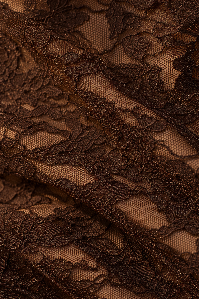 Lace Mini Dress with Long Sleeves — Brown