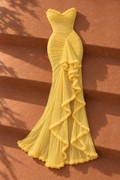 Zalia Ruffled Front Gown — Yellow