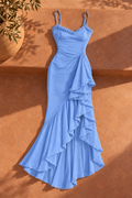 Zalia Ruffled Front Gown — Blue