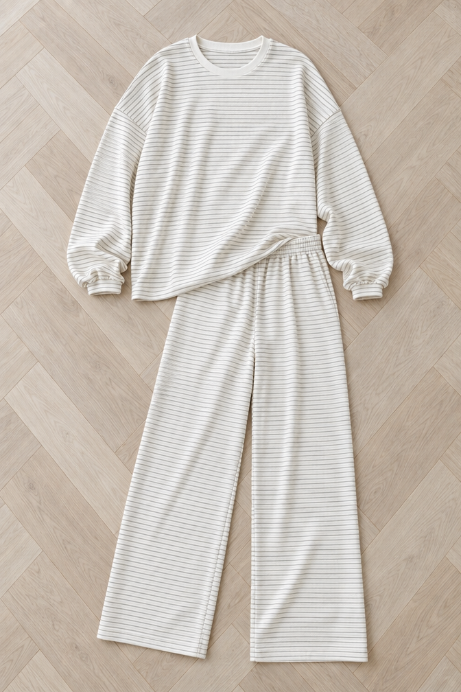 Callista Striped Set — White