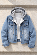 Carmen Sherpa-Lined Denim Jacket — Light Blue