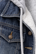 Carmen Sherpa-Lined Denim Jacket — Dark Blue