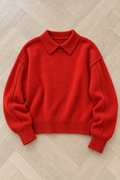 Carolina Collared Sweater — Orange red