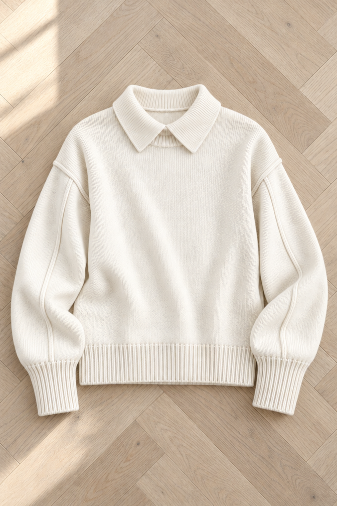 Carolina Collared Sweater — Beige