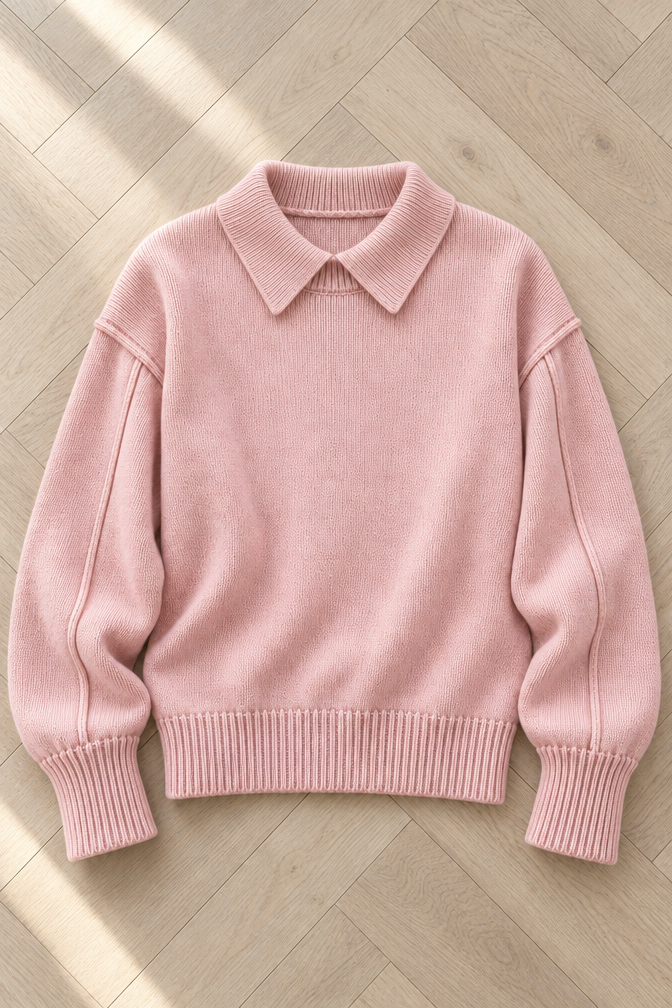 Carolina Collared Sweater — Pink