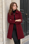 Women's Longline Wool Jacket — Wine
