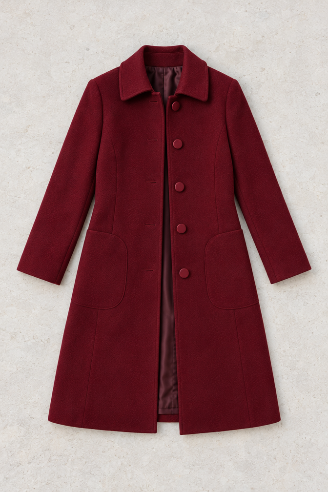 Women's Longline Wool Jacket — Wine