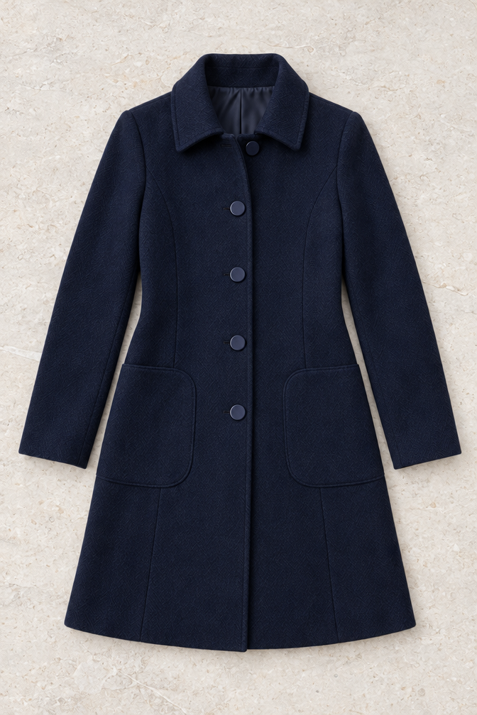 Women's Longline Wool Jacket — Navy