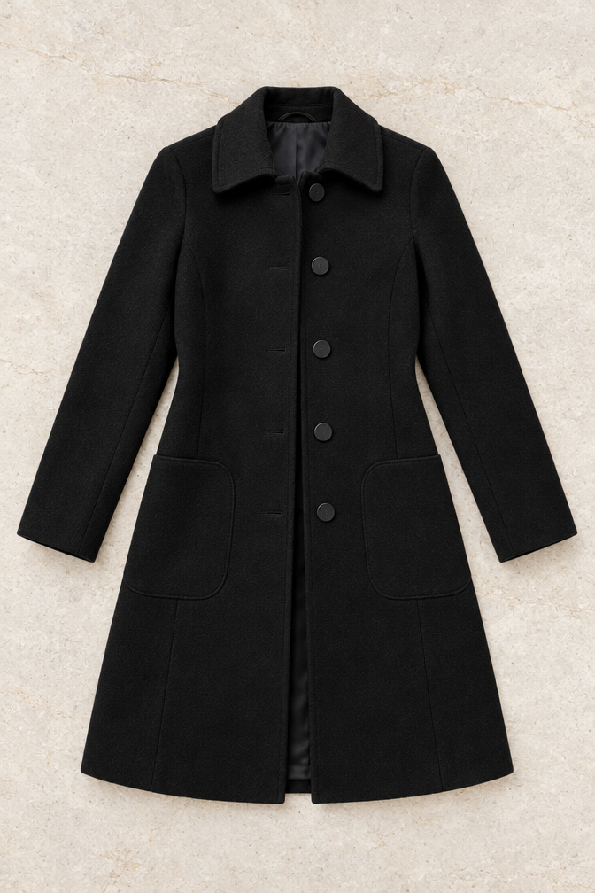 Women's Longline Wool Jacket — Black