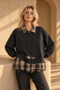 Davina Ripped Patchwork Sweater — Black