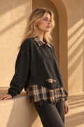 Davina Ripped Patchwork Sweater — Black